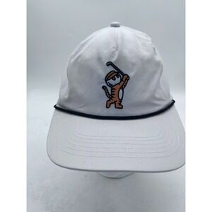 Malbon Golf Tiger Buckets Collection Tiger Snapback Rope Hat White OS